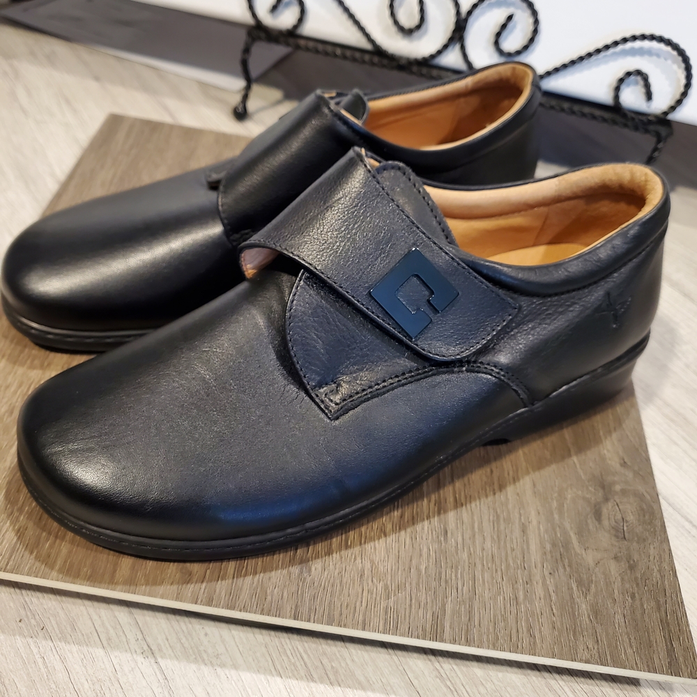 NEW Portofino Womens Black Nero Stretch Quality Leather Orthopedic Shoes Size 42
